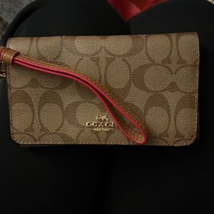 Coach Brown/Hot Pink wristlet